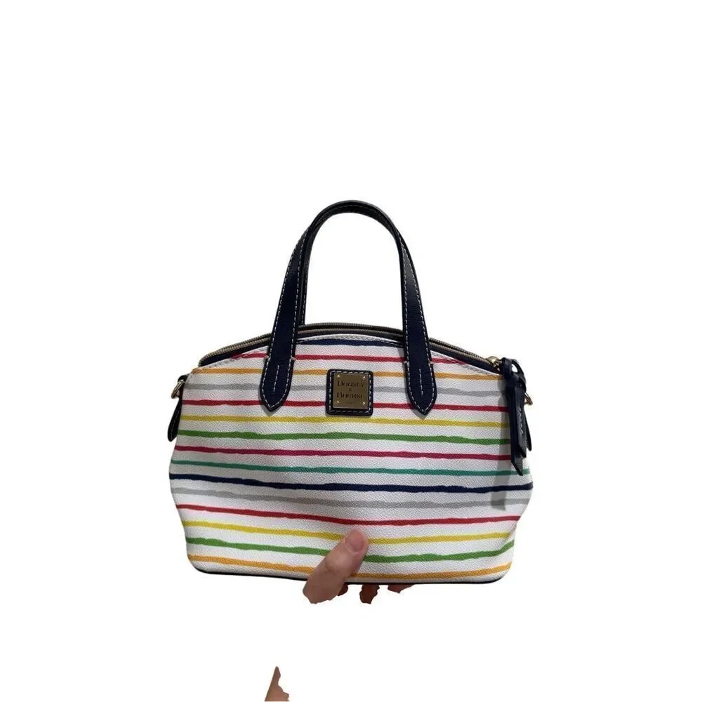 Dooney & Bourke Womens Multi Watercolor Stripes Satchel Ruby Bag Medium